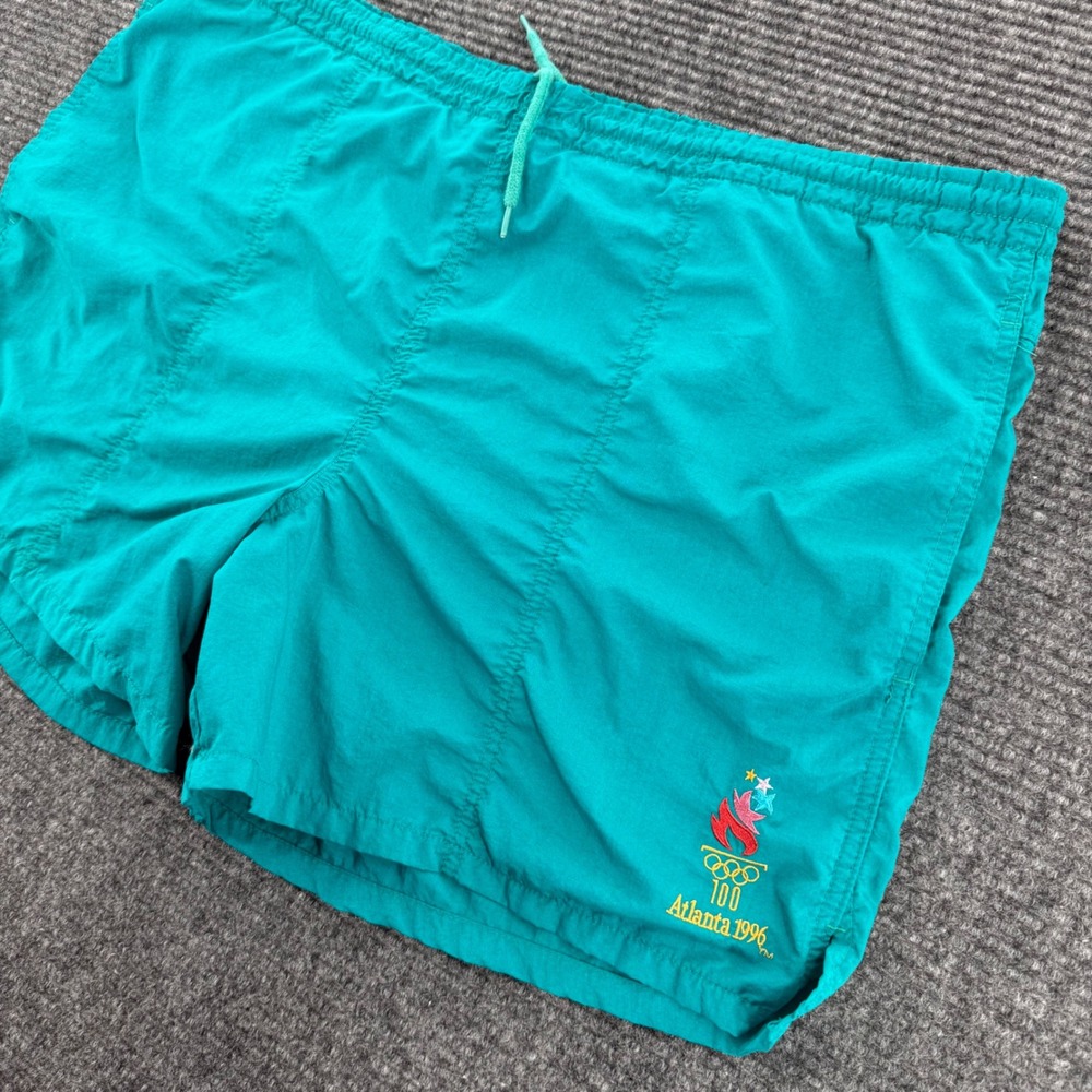 Vintage 90s Speedo 1996 Atlanta Olympic Games Swim Trunks Mens Large Teal Nylon